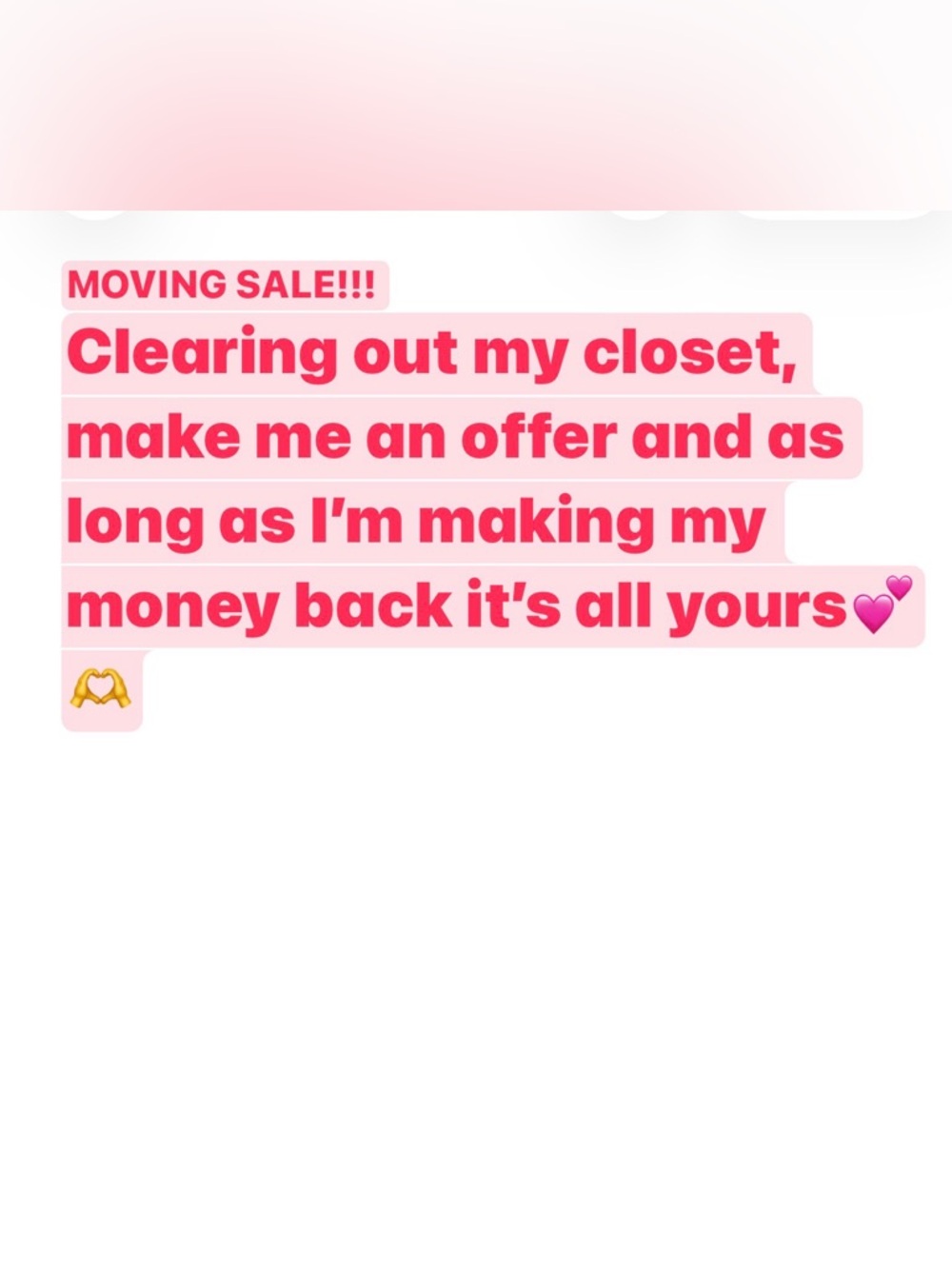 Moving sale